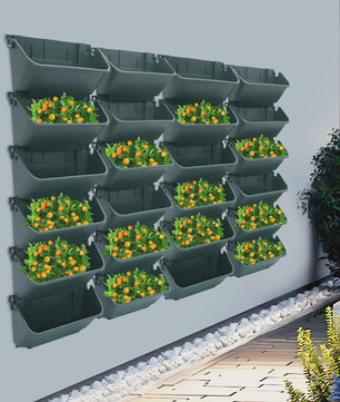 24x Verticale Tuinbakken Muur Gemonteerd - Groen - Stapelbaar - Plantenbakken