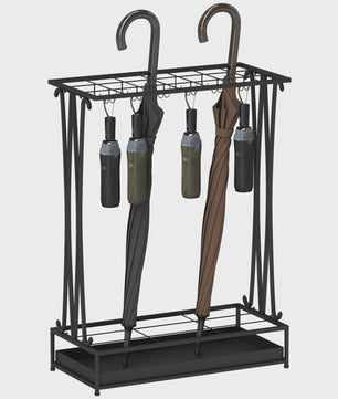 Stijlvolle Paraplustandaard met 24 Haken en Afneembare Drip Tray