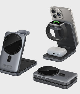 3-in-1 Magnetische Draadloze Oplader voor iPhone, Apple Watch & AirPods - Opvouwbaar