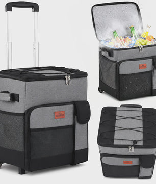 New Insulated Bag Outdoor Picnic Camping Bag Waterproof Oxford Cloth Car Lunch Bag Cooler Bag With Wheels Portable Ice Chest For Picnic Beach Camping Family Outings Travel Keep Cool