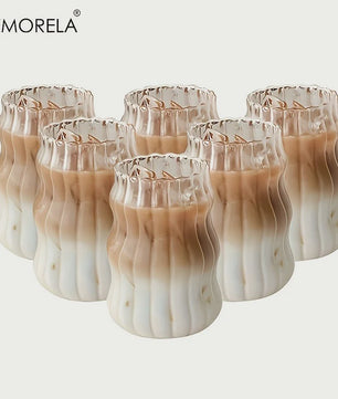 Set Glazen Tumblers met Verticale Ribbels - Hittebestendig Glas voor Koffie, Thee & Water