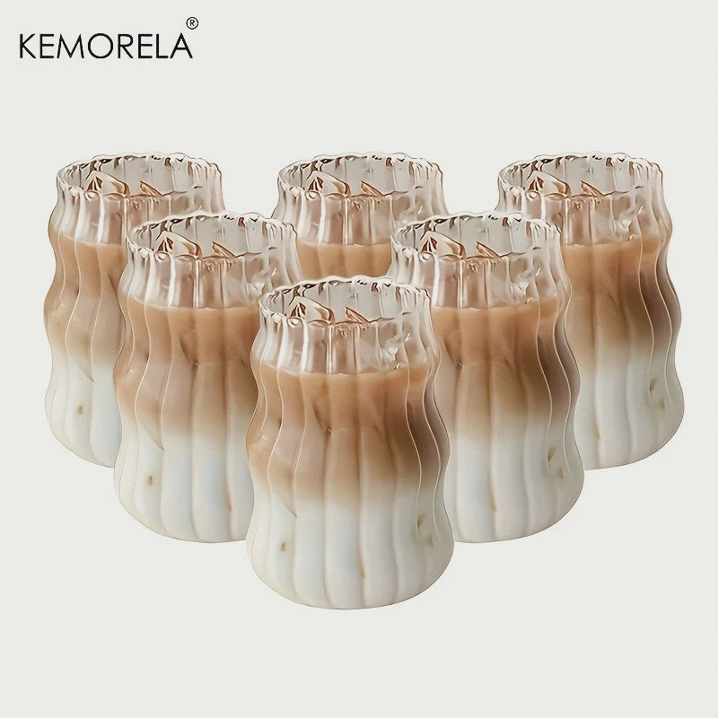 Set Glazen Tumblers met Verticale Ribbels - Hittebestendig Glas voor Koffie, Thee & Water