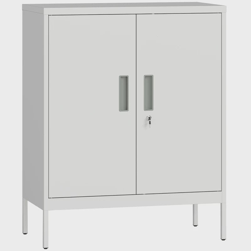 Afsluitbare Stalen Kast met 2 Deuren - Wit - Verstelbare Planken voor Kantoor, Woonkamer, Garage