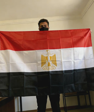 Egyptische Vlag 150x90cm met Adelaar - Duurzaam Polyester voor Binnen en Buiten