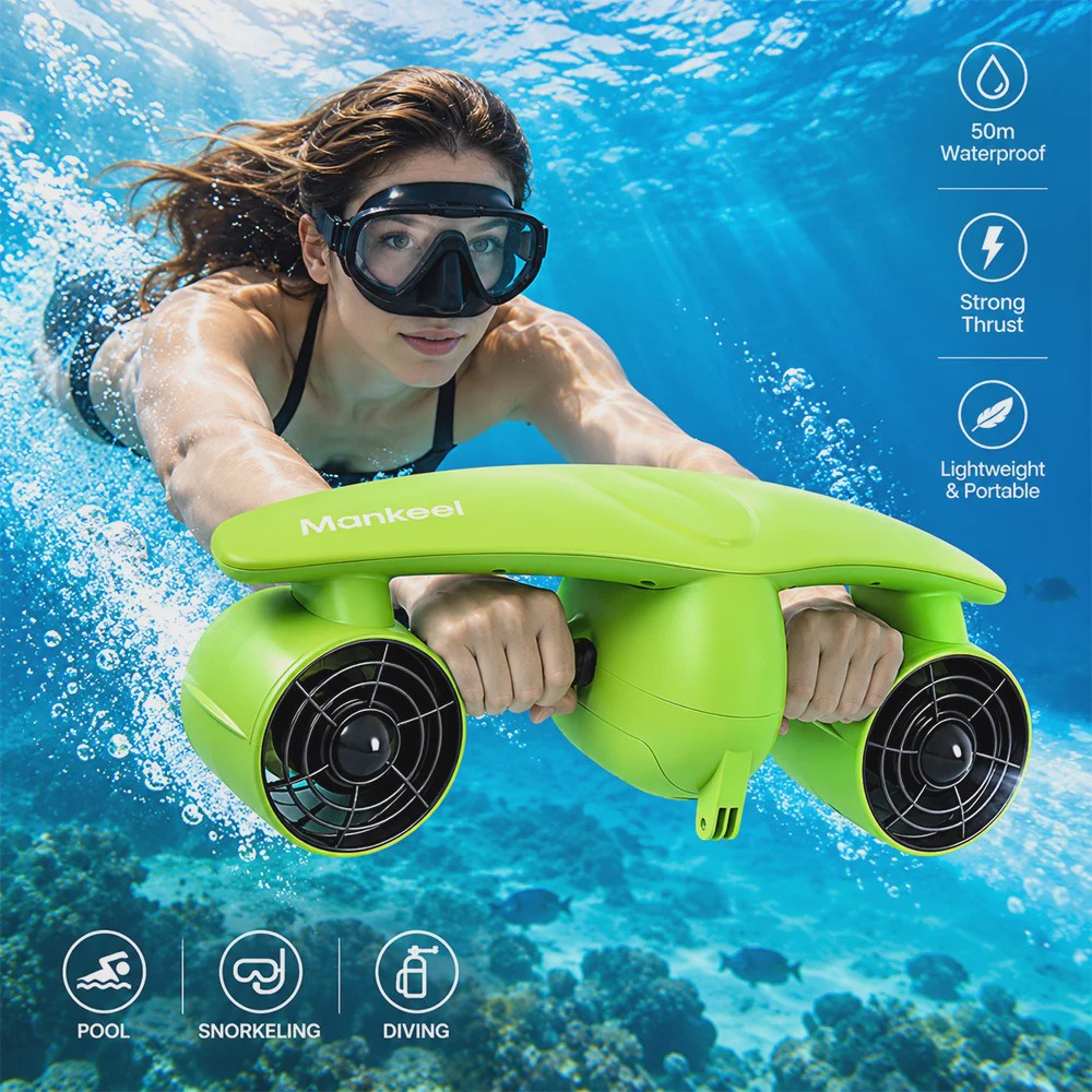 Krachtige Onderwater Scooter met Dubbele Motor: 45 Min Runtime & Camera Mount