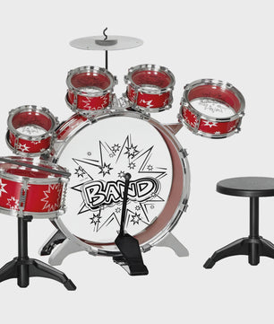 Aiyaplay Kinder Drumstel met Sterren Thema en Krukje - 65x22x57 cm