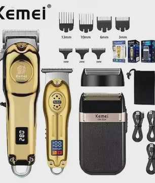 Kemei Professionele Oplaadbare Baard- en Haartrimmer KM-2628 - Goudkleurig