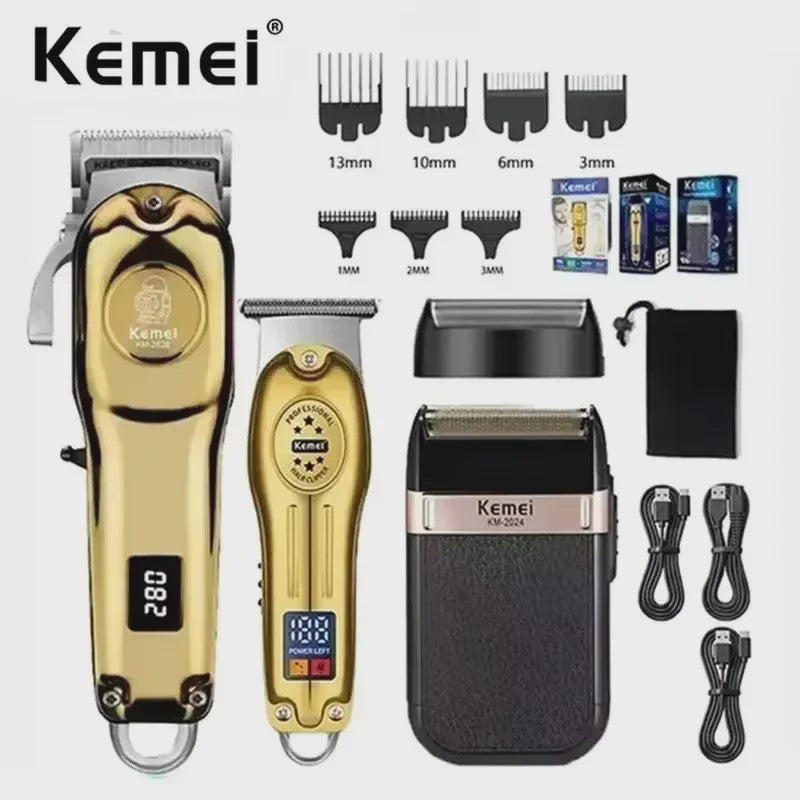 Kemei Professionele Oplaadbare Baard- en Haartrimmer KM-2628 - Goudkleurig