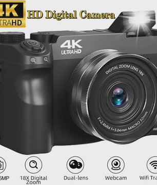 4K Digitale Camcorder met 75MP Foto, 18x Zoom, Dual Camera's & Autofocus