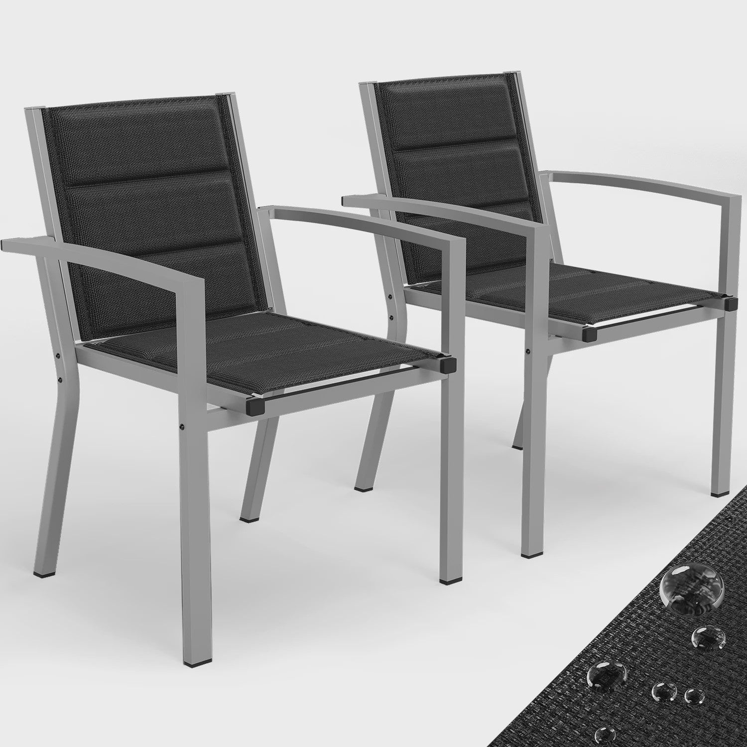 Set van 2 Devoko Tuinstoelen - Weerbestendig Aluminium, Ideaal voor Tuin, Balkon & Camping