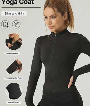 Dames Fitness Jack | Sneldrogend & Zonwerend | Lange Mouwen | Standkraag | Yoga & Sport