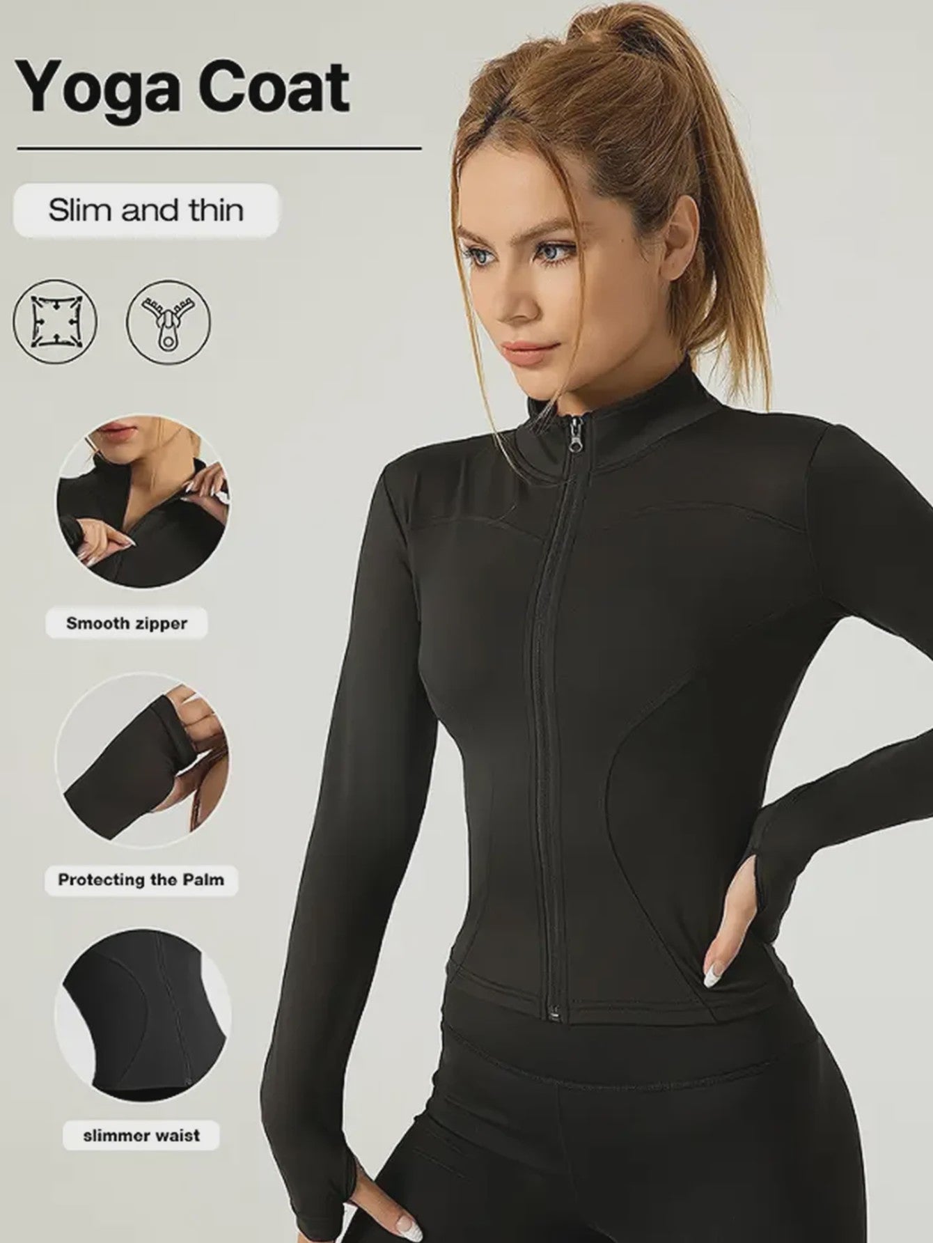 Dames Fitness Jack | Sneldrogend & Zonwerend | Lange Mouwen | Standkraag | Yoga & Sport