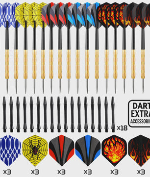 Compleet 18-delig IJzeren Dartpijl Set met 36 Vleugels en 36 Shafts