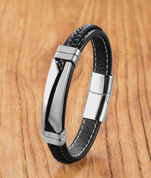 Unieke Roestvrijstalen & Leren Armband - Stijlvol Unisex Sieraad
