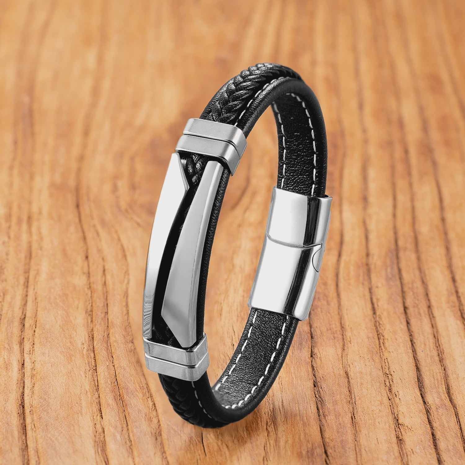Unieke Roestvrijstalen & Leren Armband - Stijlvol Unisex Sieraad