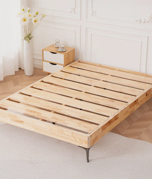 Massief Grenen Houten Bed 140x200cm met Lattenbodem en Opbergruimte - Moderne Stijl