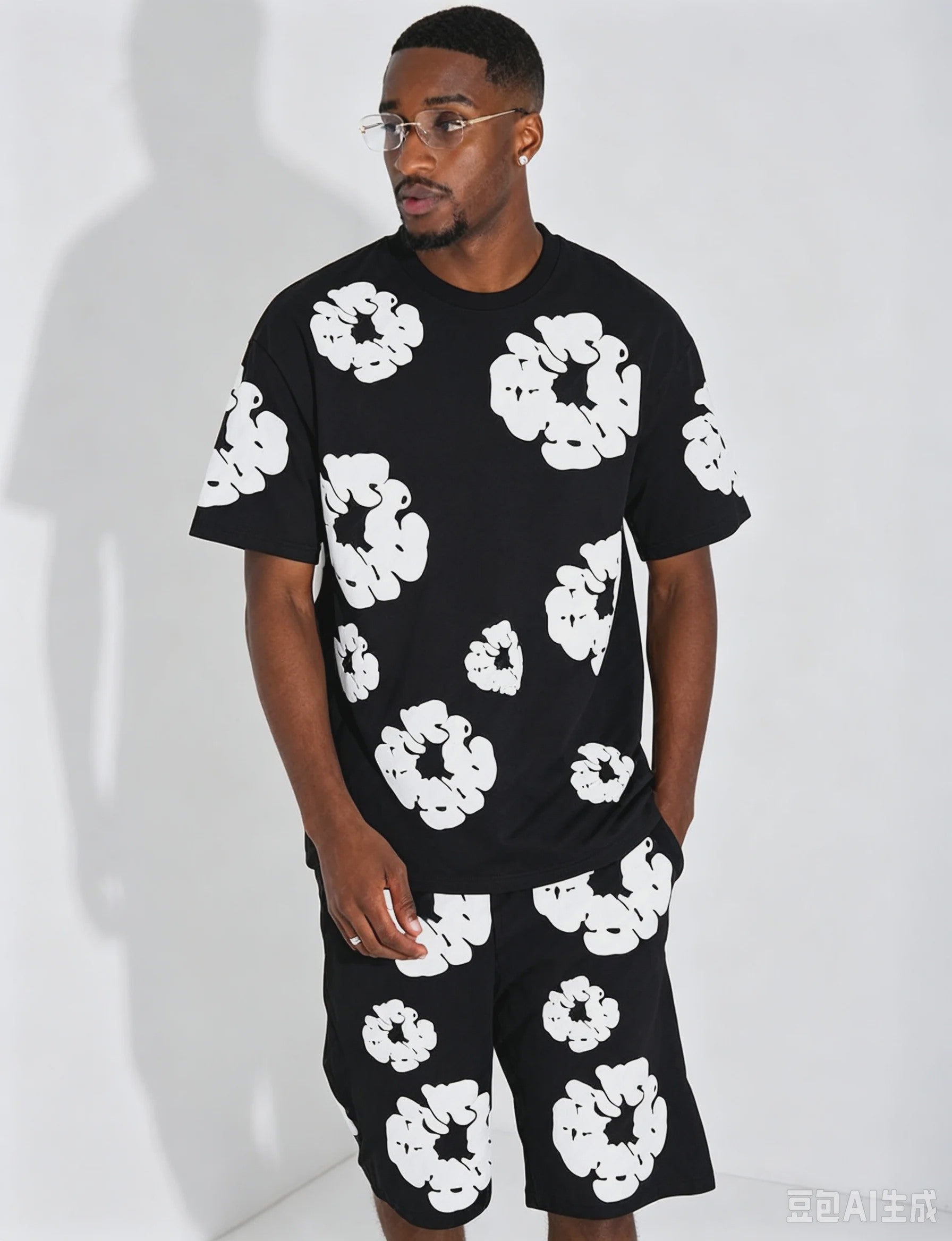 Zomer Hip Hop Print Korte Mouw Set - Casual Outfit & Familie Matching