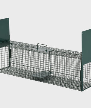 Pawut trap live Cage catch x 25x28 cm wedge trap for Marten Rats Mouse-2 entries + handle-metal Green