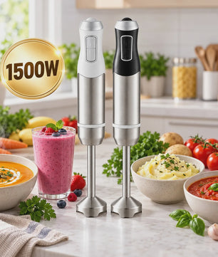 Krachtige 1500W Staafmixer met Turbo, RVS Bladen & Afneembare Arm - Ideaal voor Smoothies, Soepen en Sauzen