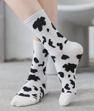 Schattige Koeienprint Sokken voor Dames & Meisjes - Trendy Streetwear & Casual Stijl