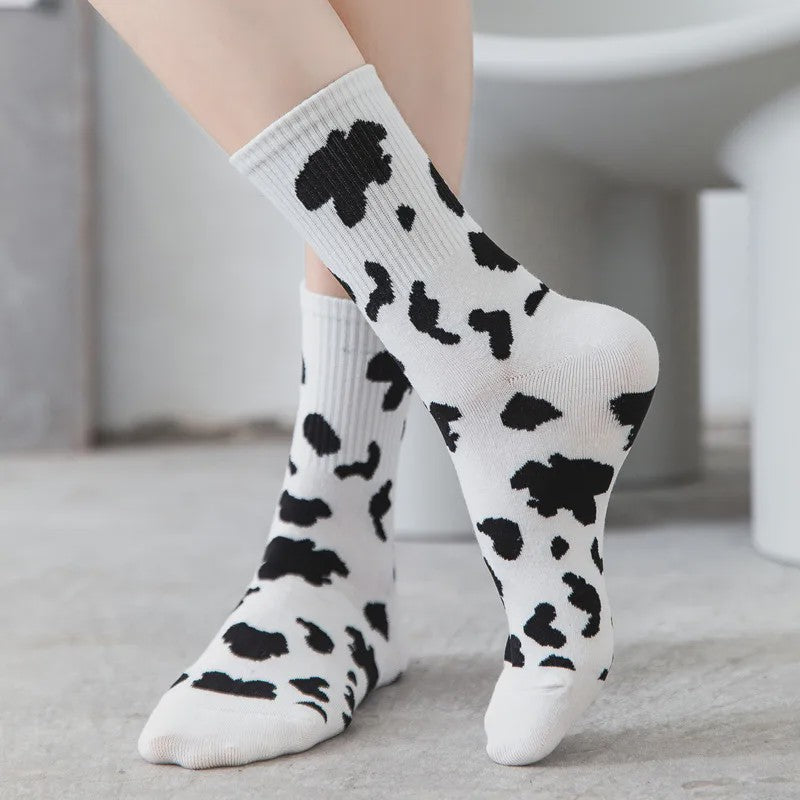 Schattige Koeienprint Sokken voor Dames & Meisjes - Trendy Streetwear & Casual Stijl
