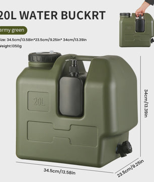 20L Draagbare Watercontainer met Kraan - Ideaal voor Camping, Vissen en Picknicks