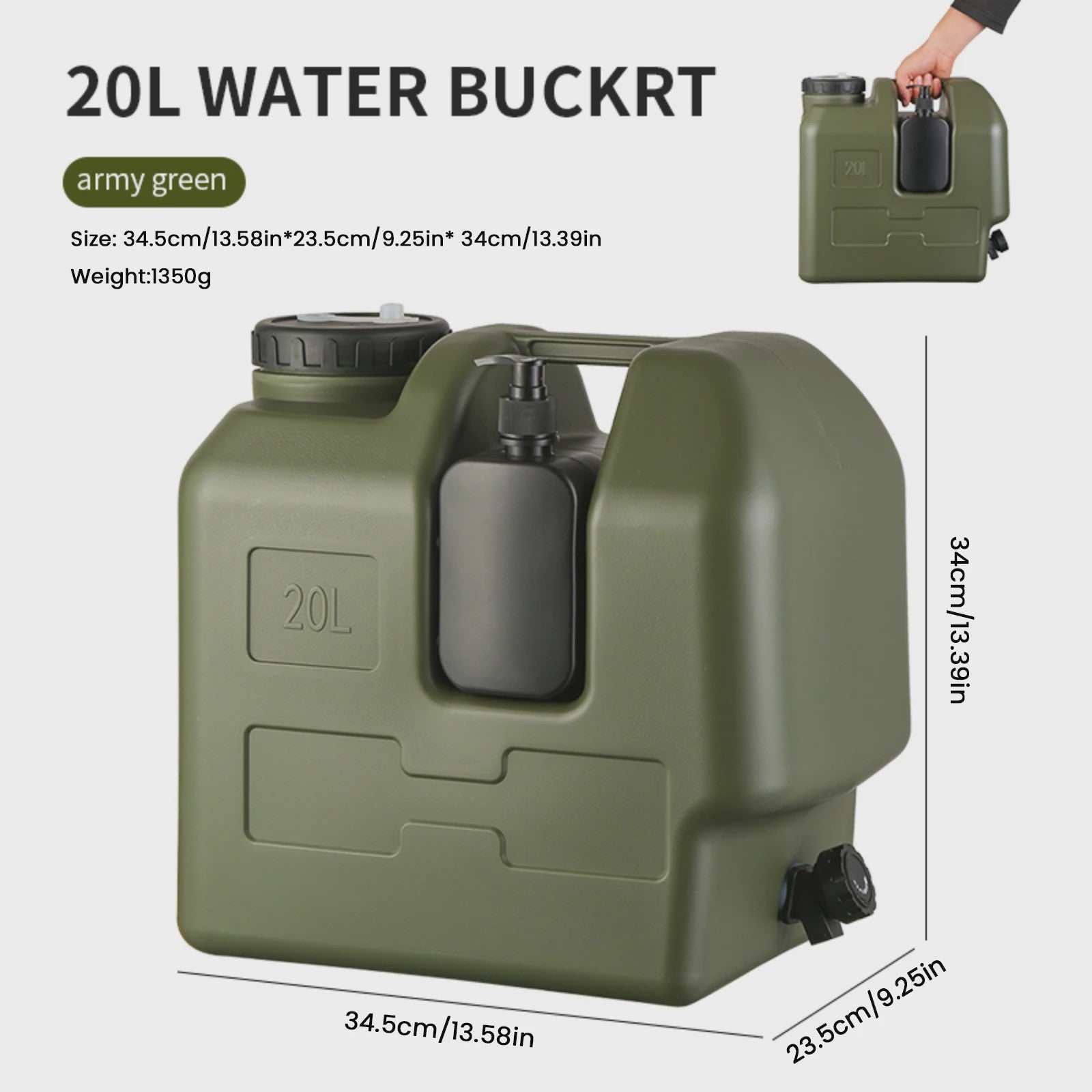 20L Draagbare Watercontainer met Kraan - Ideaal voor Camping, Vissen en Picknicks