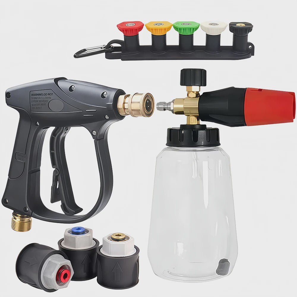 Hogedrukreiniger Pistool & Schuimkanon Kit met 1/4" Snelkoppeling en M22-14 Adapter