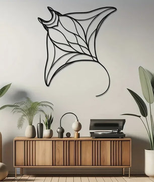 Unieke Metalen Wanddecoratie Manta Ray - Luxe Vis Hangend Ornament voor Huis & Kantoor