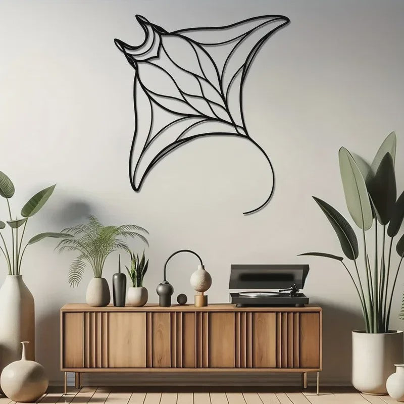 Unieke Metalen Wanddecoratie Manta Ray - Luxe Vis Hangend Ornament voor Huis & Kantoor