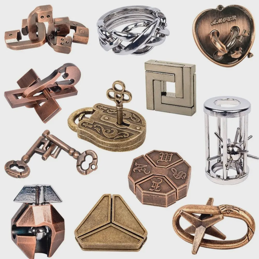 Klassieke Metalen IQ Puzzel Set - Uitdagende Breinbrekers voor Volwassenen