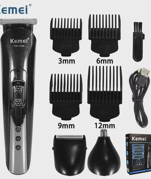 Kemei KM-1506 3-in-1 Oplaadbare Trimmer: Baard, Neus & Haar