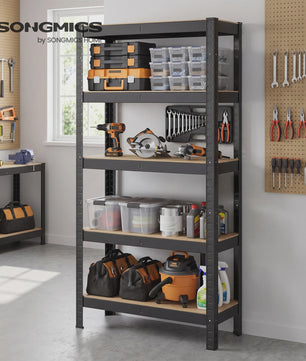 Songmics Metalen Stellingkast 5 Legborden Set van 2 - 150x75x30cm - Hoge Draagkracht