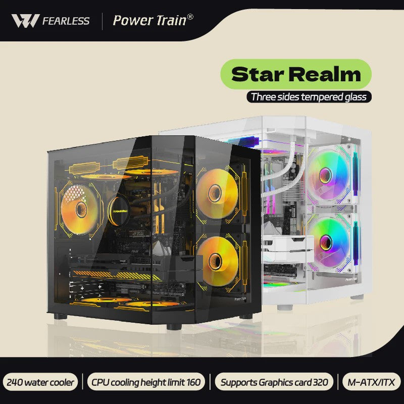 Power Train Star Realm PC Behuizing: Panoramisch Glas & 240mm Waterkoeling
