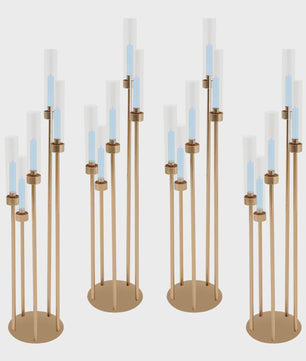 Set van 4 Goudkleurige Vloerkandelaren met 5 Armen - 80 cm Hoog - Luxe Decoratie voor Bruiloft & Feest