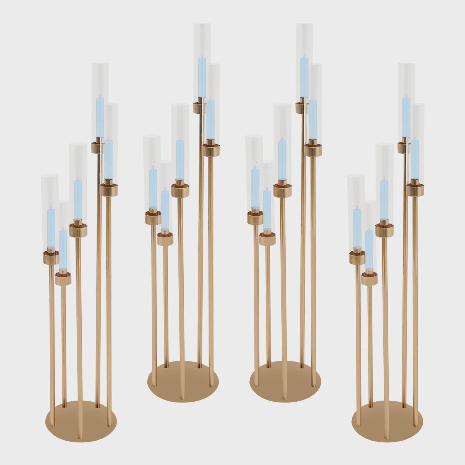 Set van 4 Goudkleurige Vloerkandelaren met 5 Armen - 80 cm Hoog - Luxe Decoratie voor Bruiloft & Feest