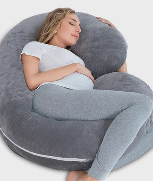 Zwangerschapskussen C-vorm - Comfortabel Zijslaper Kussen voor Zwangere Vrouwen (Grijs)