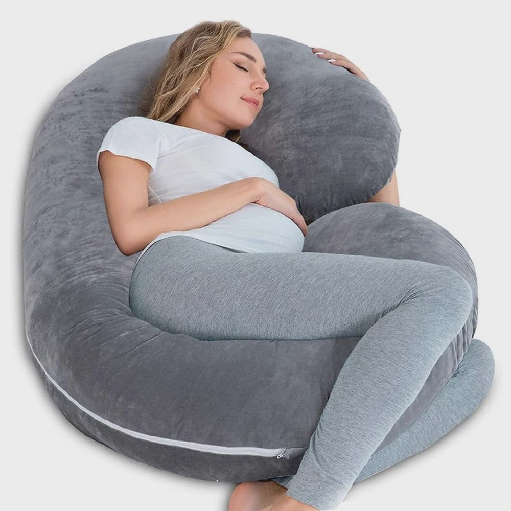 Zwangerschapskussen C-vorm - Comfortabel Zijslaper Kussen voor Zwangere Vrouwen (Grijs)