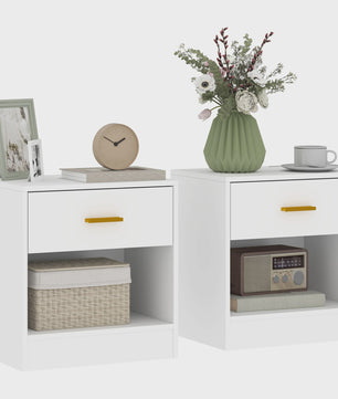 Set van 2 Nachtkastjes met Lade en Open Vak - Modern Design met Gouden Handgreep