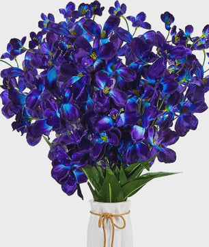 10x Kunstorchidee Stelen Paarsblauw - 27 Inch Zijdebloemen voor Bruiloft & Decoratie