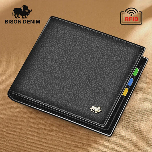 Luxe Heren Portemonnee van Bison Denim | Echt Leer, RFID, Muntvak & Kaarthouder (Model N4470)