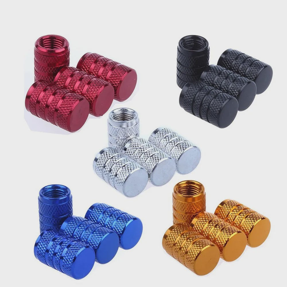 4x Aluminium Ventieldopjes Auto - Universeel & Stijlvol met Knurling Grip