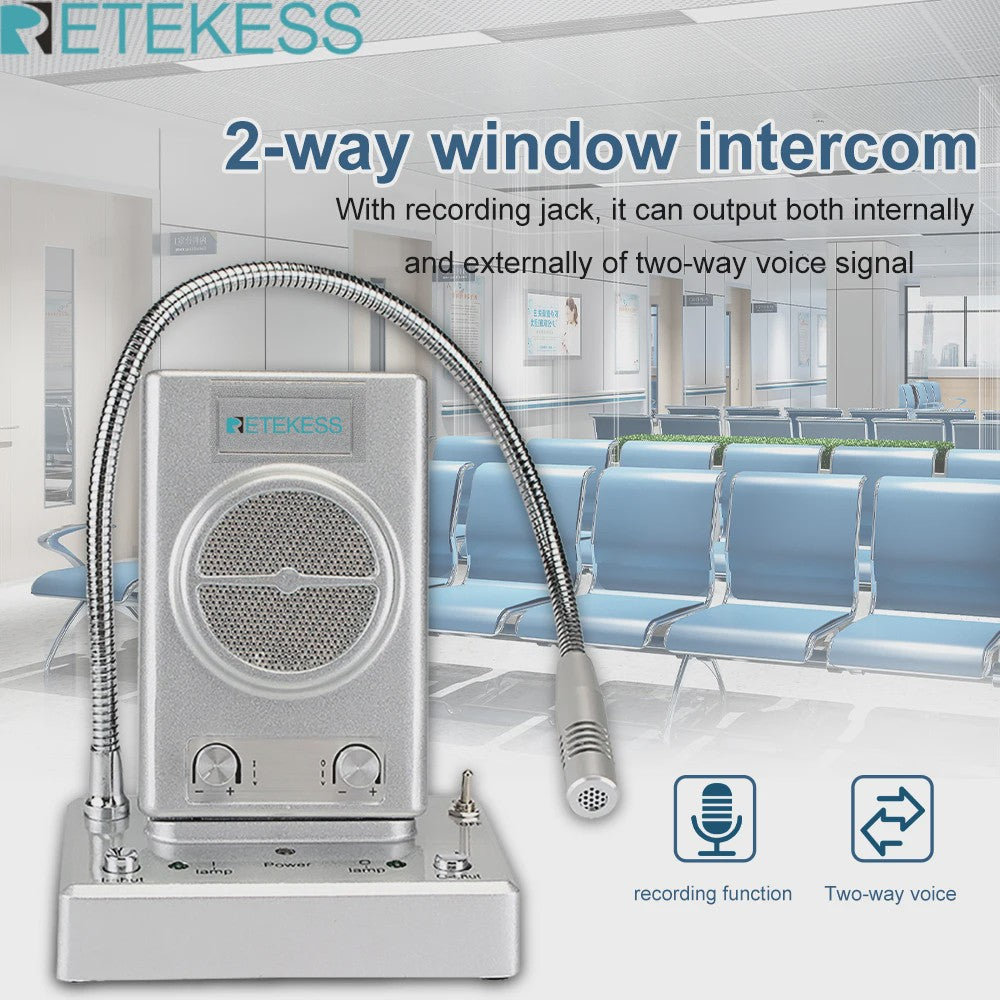 Retekess TW102 Raam Intercom Systeem - 2-Weg Communicatie voor Balie, Bank, Kantoor & Restaurant