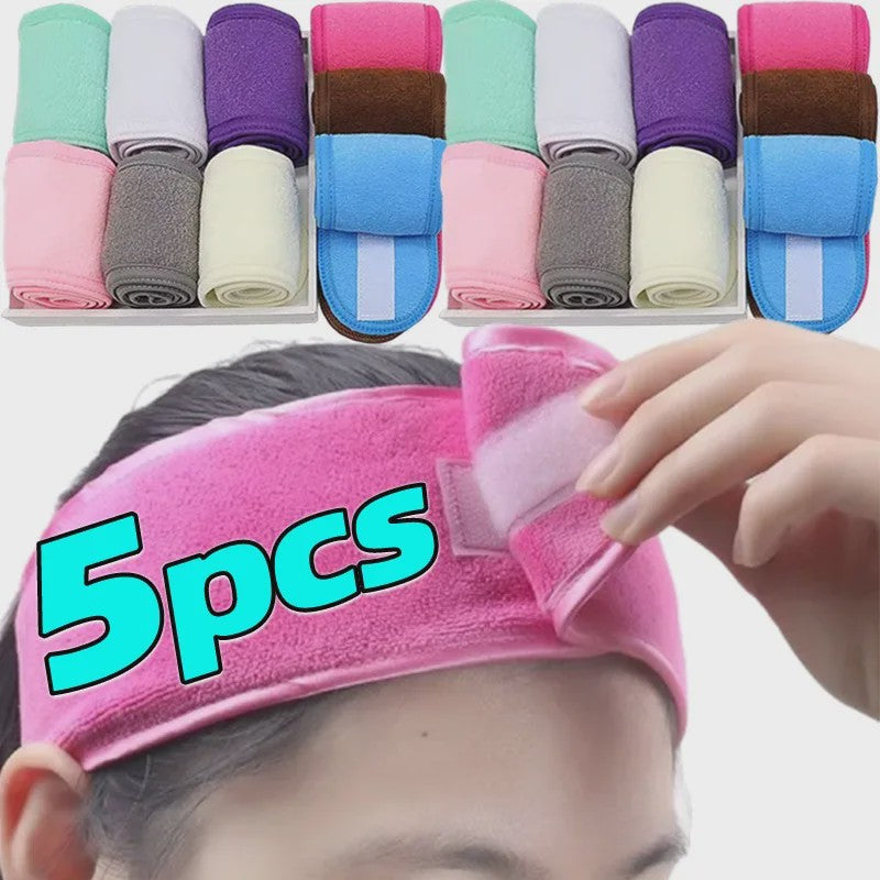 Verstelbare Make-up Haarband (5 Stuks) - Zachte Handdoekstof voor Gezichtsreiniging, Yoga & Spa