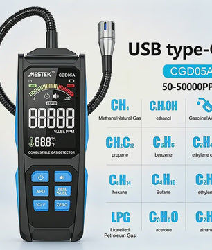 Professionele Gasdetector - Methaan, LPG & Combustibele Gassen - 50000 PPM / 100%LEL - CE Gecertificeerd