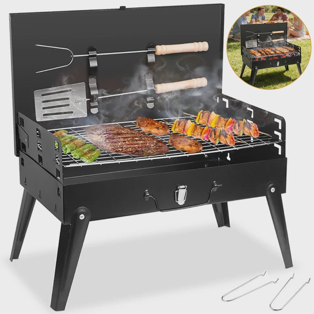 Draagbare Opvouwbare Mini BBQ Grill - Compact en Ideaal voor Buiten