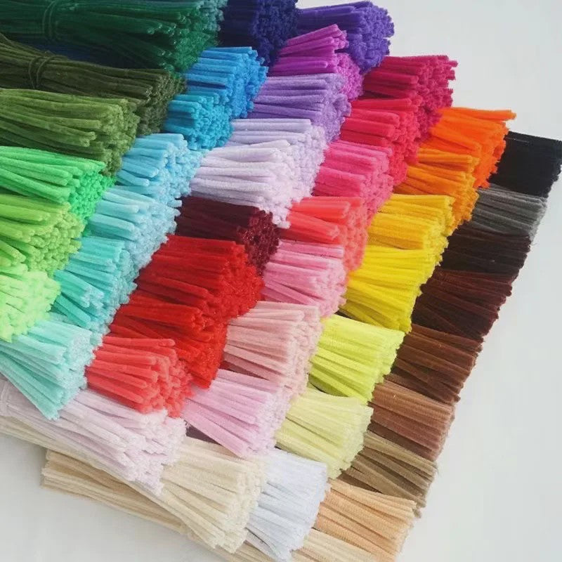 100x Kleurrijke Chenille Stelen Pijpenragers - DIY Knutselmateriaal voor Handgemaakte Creaties