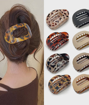 Chique Ovalen Haarklem met Luipaardprint - Stijlvolle Acryl Haarclip voor Dames