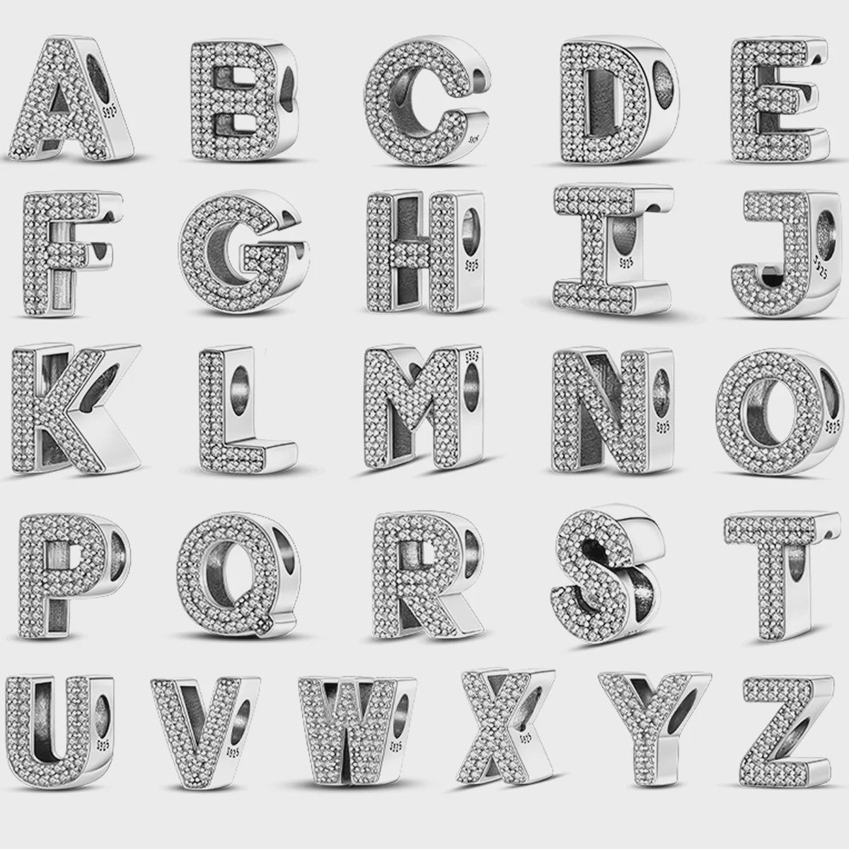 925 Sterling Zilver Letter Bedels A-Z met Zirkonia - Personaliseer je Armband