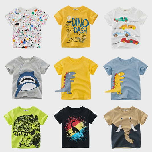 Zomer T-shirts Jongens 2-8 Jaar - Katoen, Korte Mouw met Leuke Prints